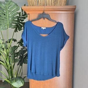 Pleione Teal V-Neck Blouse